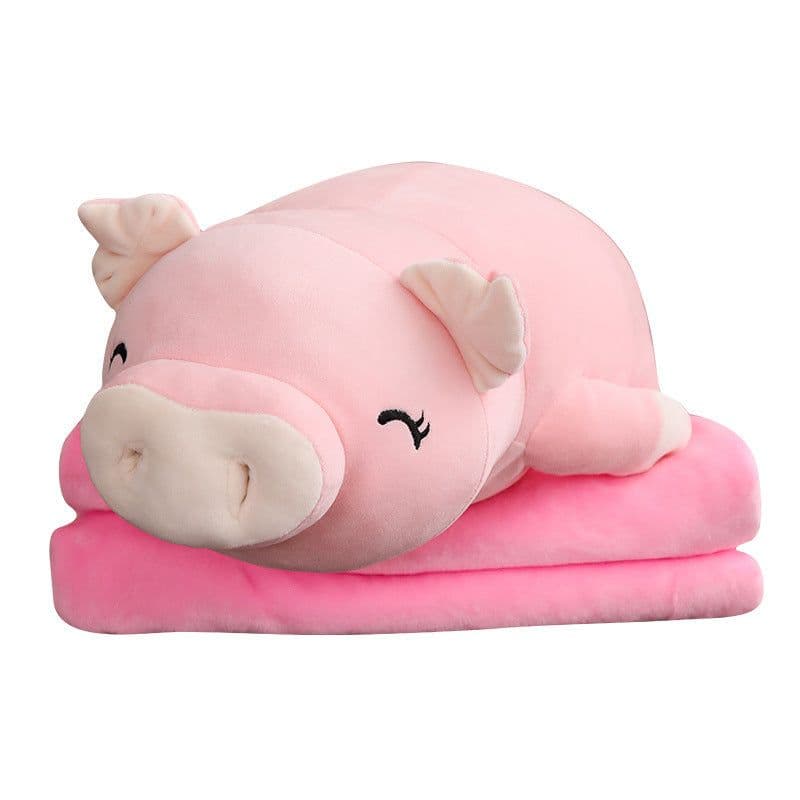 image-Down Cotton Pig Plush Doll Pillow 110cm Pink Ragdoll with Blanket