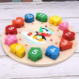 image-Digital Clock Building Blocks Shape Matching Puzzle Toy Ages 1-3