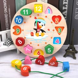 image-Digital Clock Building Blocks Shape Matching Puzzle Toy Ages 1-3