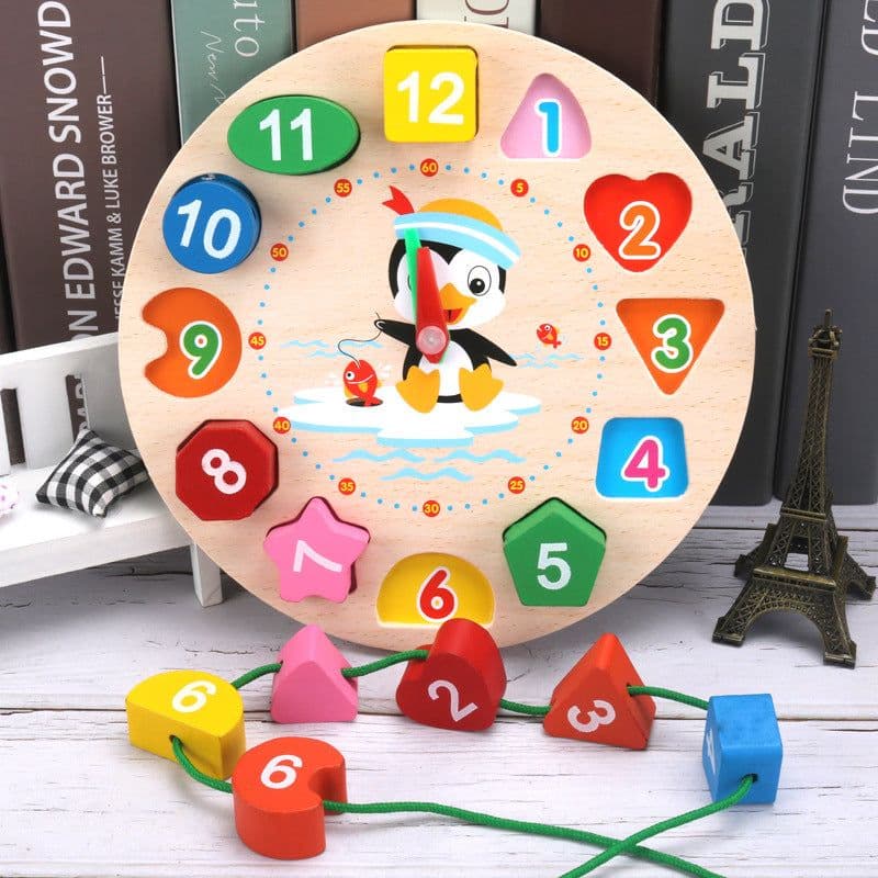 image-Digital Clock Building Blocks Shape Matching Puzzle Toy Ages 1-3