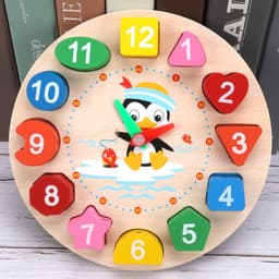 image-Digital Clock Building Blocks Shape Matching Puzzle Toy Ages 1-3