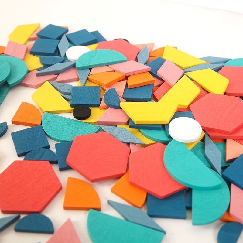image-Wooden 180-Piece Geometric Shapes Jigsaw Puzzle for Kids