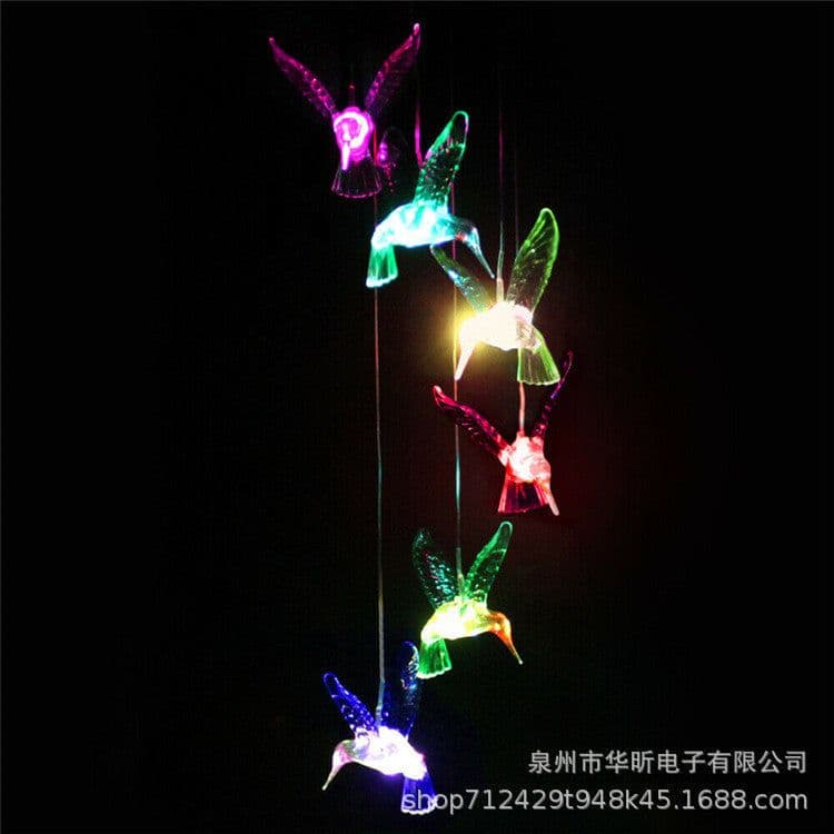 image-Solar Hummingbird Wind Chime Garden Light Outdoor Waterproof LED