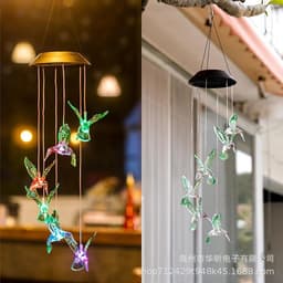 image-Solar Hummingbird Wind Chime Garden Light Outdoor Waterproof LED