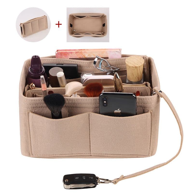 image-Felt Cosmetic Storage Bag Desktop Organizer Cube Shape