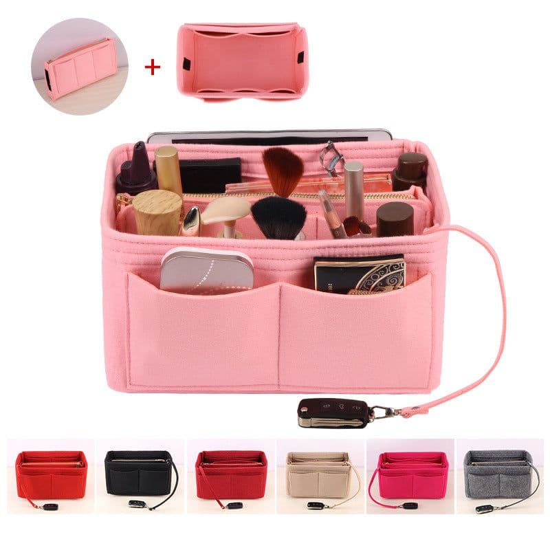 image-Felt Cosmetic Storage Bag Desktop Organizer Cube Shape