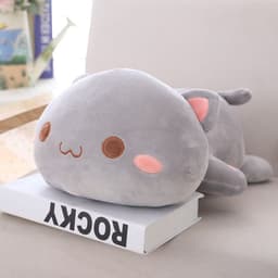 image-Plush Cat Pillow Toy 65cm White Round Eyes Crystal Super Soft