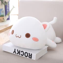 image-Plush Cat Pillow Toy 65cm White Round Eyes Crystal Super Soft