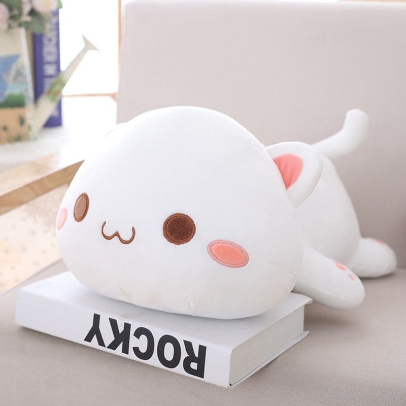 image-Plush Cat Pillow Toy 65cm White Round Eyes Crystal Super Soft