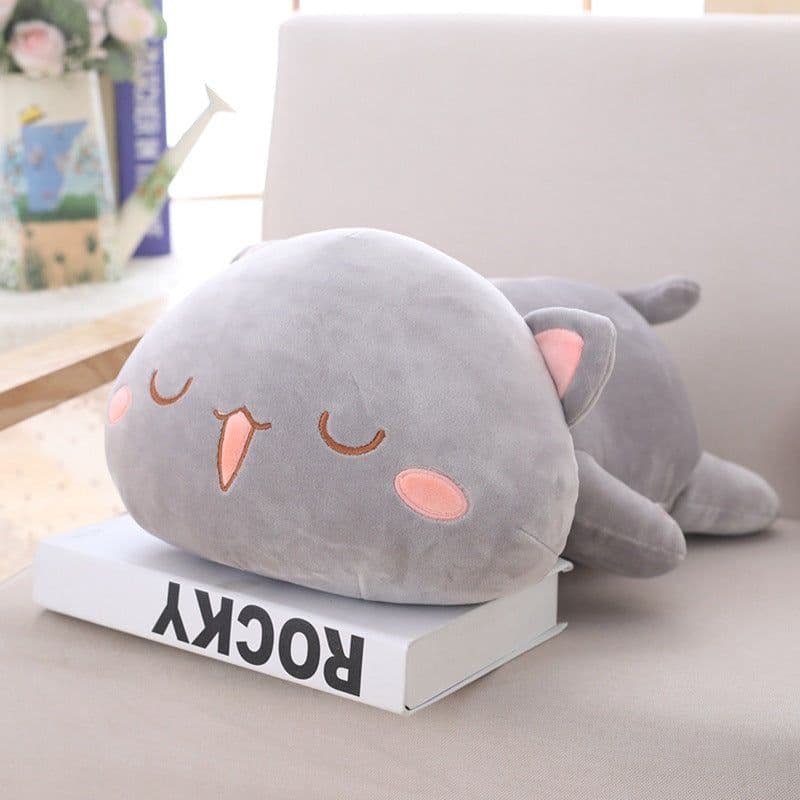 image-Plush Cat Pillow Toy 65cm White Round Eyes Crystal Super Soft