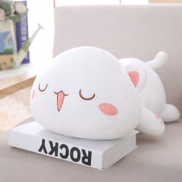 image-Plush Cat Pillow Toy 65cm White Round Eyes Crystal Super Soft