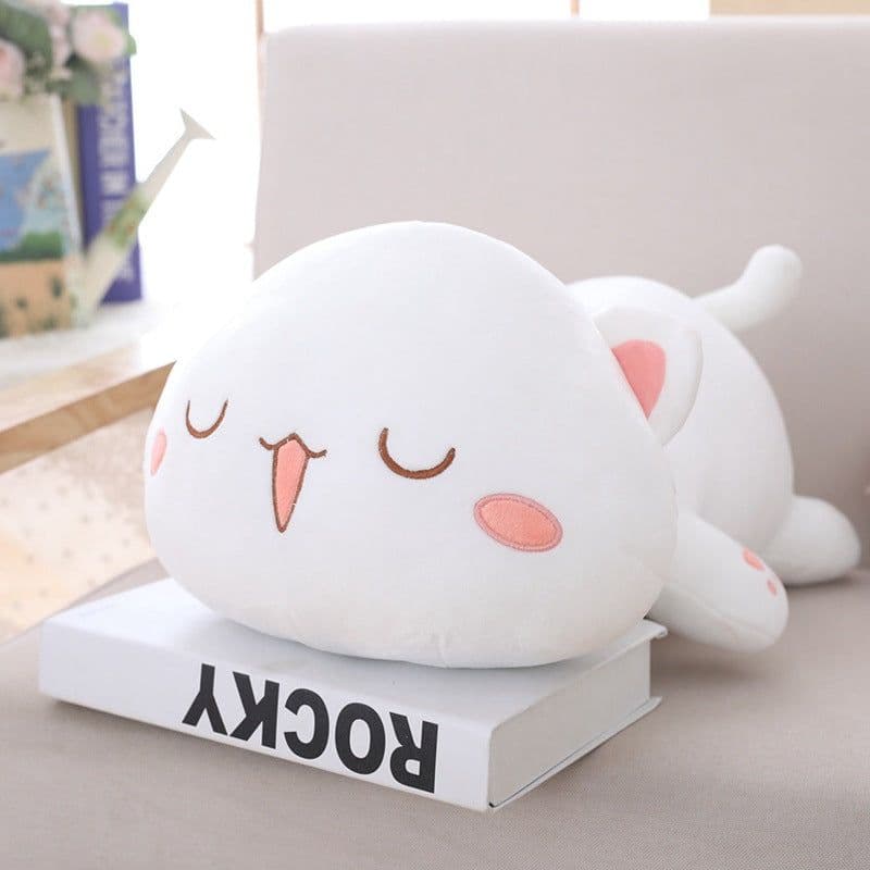 image-Plush Cat Pillow Toy 65cm White Round Eyes Crystal Super Soft
