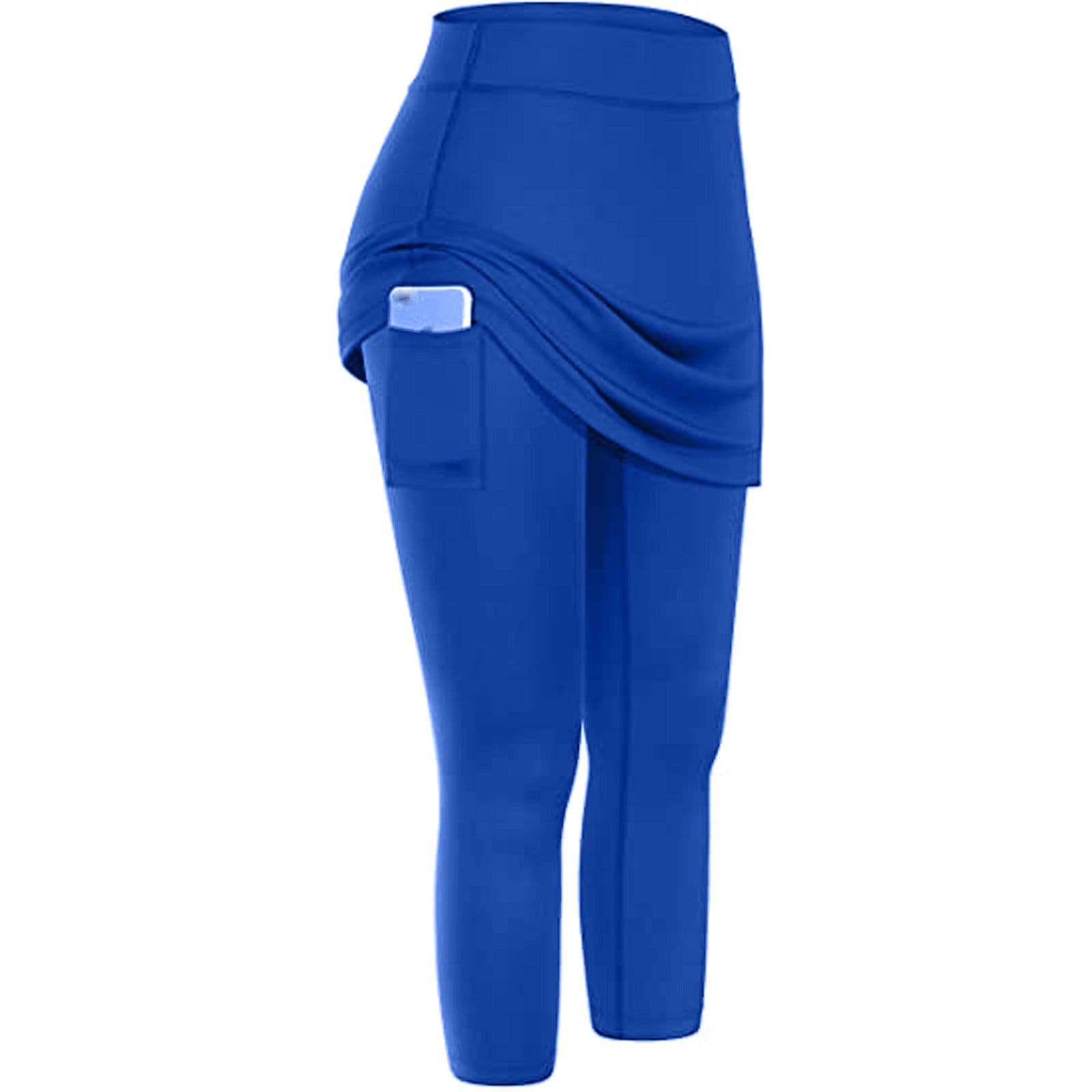 image-Women's Cropped Pencil Pants Navy Blue Polyester Yoga Fitness