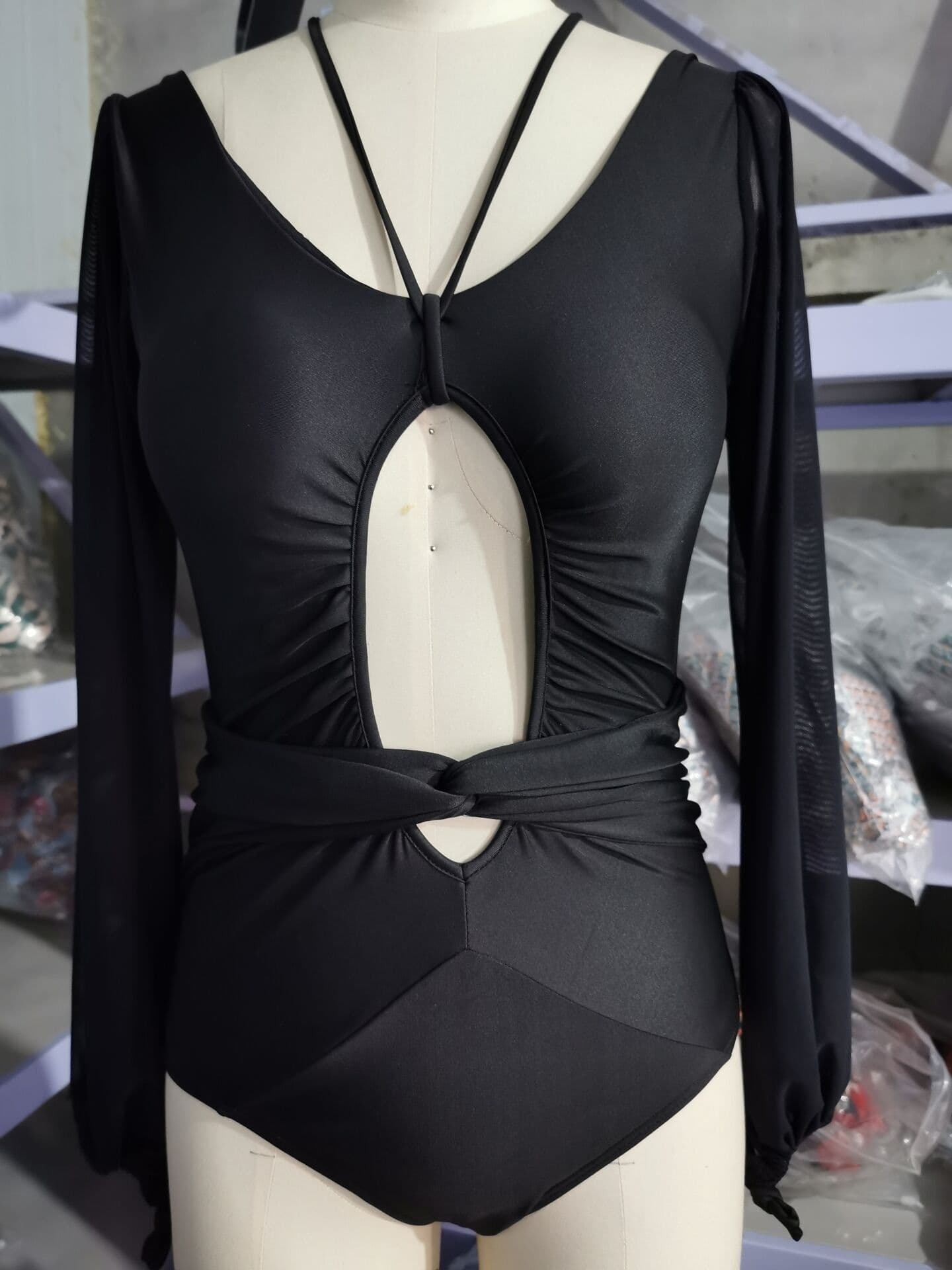 image-Women's One-Piece Printed Swimsuit Long Sleeve Bikini Polyester