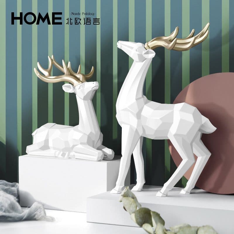 image-Nordic Deer Resin Decoration Figurine for Living Room & Home Decor