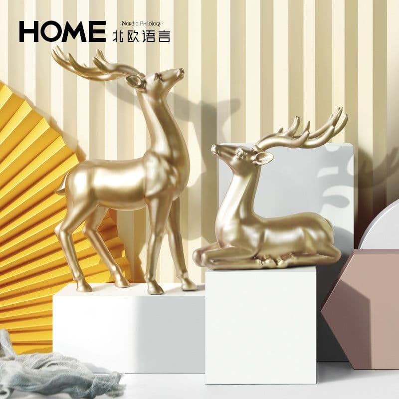 image-Nordic Deer Resin Decoration Figurine for Living Room & Home Decor