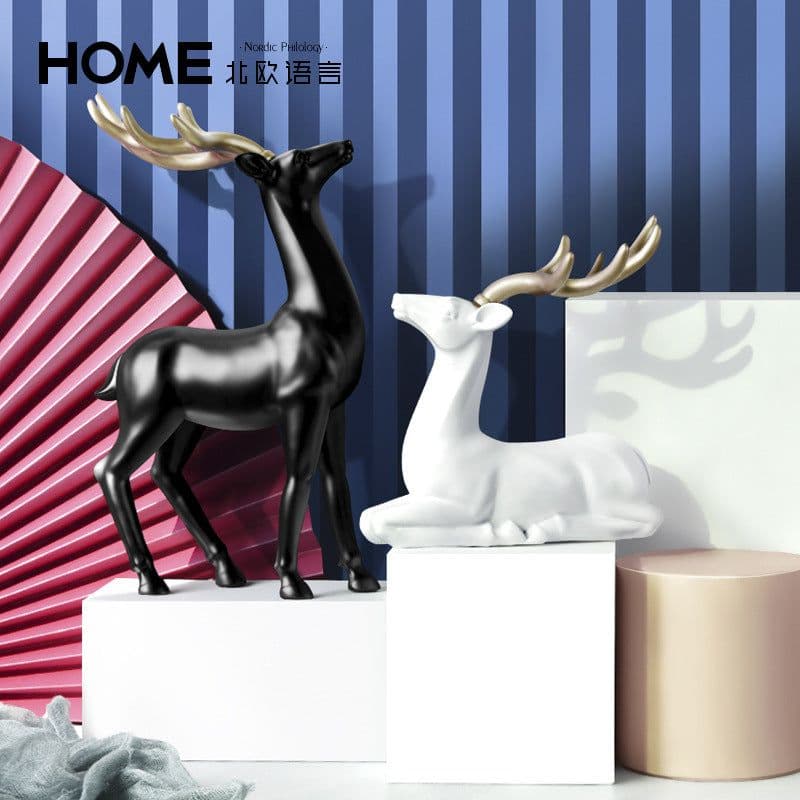 image-Nordic Deer Resin Decoration Figurine for Living Room & Home Decor