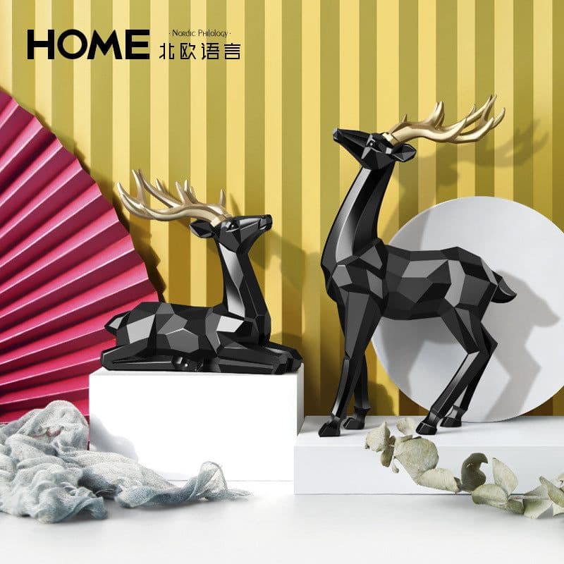 image-Nordic Deer Resin Decoration Figurine for Living Room & Home Decor