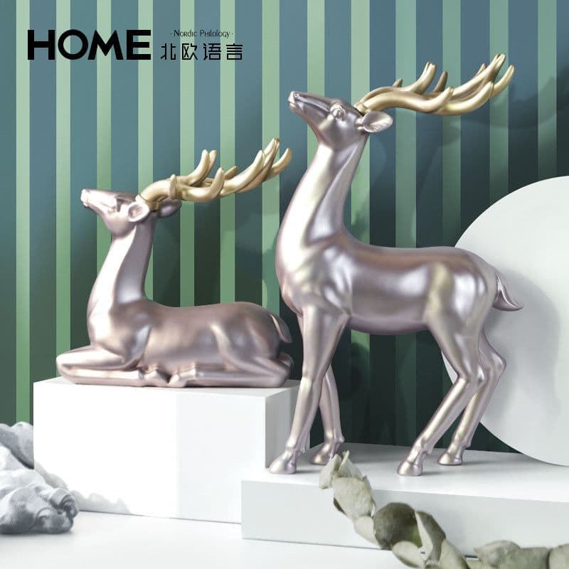 image-Nordic Deer Resin Decoration Figurine for Living Room & Home Decor