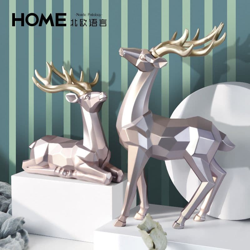 image-Nordic Deer Resin Decoration Figurine for Living Room & Home Decor