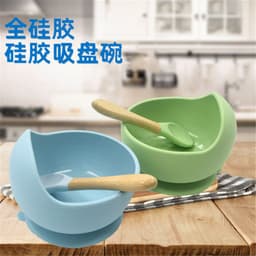 image-Baby Silicone Bowl and Spoon Set with Suction Base, 3+ Months