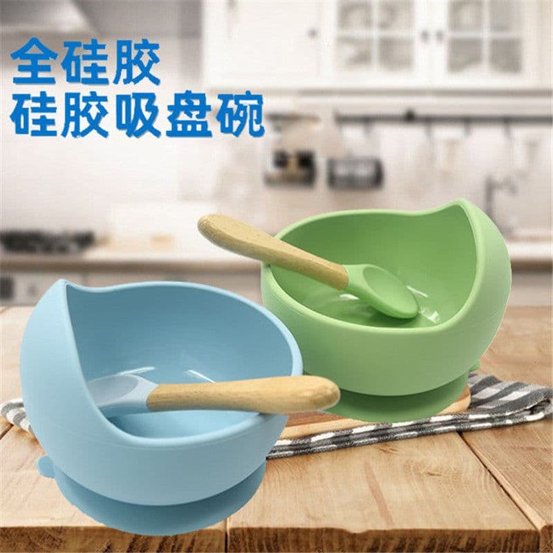 image-Baby Silicone Bowl and Spoon Set with Suction Base, 3+ Months