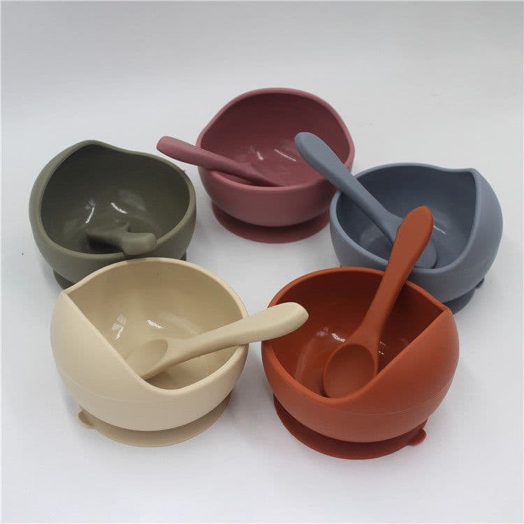 image-Baby Silicone Bowl and Spoon Set with Suction Base, 3+ Months
