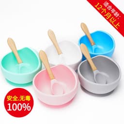 image-Baby Silicone Bowl and Spoon Set with Suction Base, 3+ Months