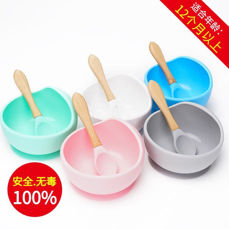 image-Baby Silicone Bowl and Spoon Set with Suction Base, 3+ Months