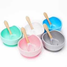 image-Baby Silicone Bowl and Spoon Set with Suction Base, 3+ Months