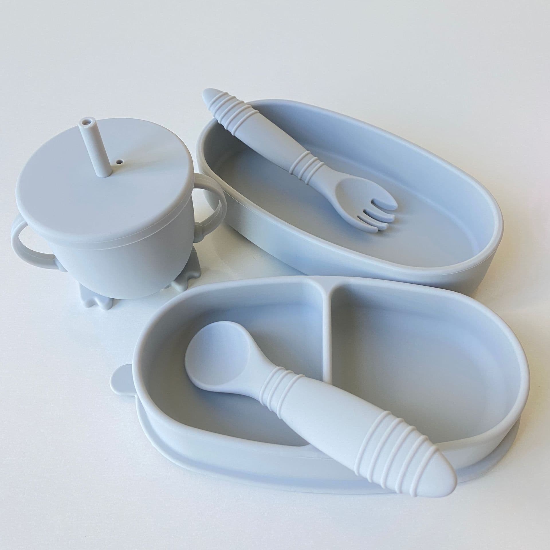 image-Silicone Straw Cup with Handle for Babies 2-10 Months Gray