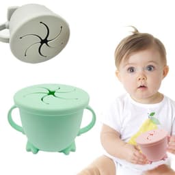 image-Silicone Straw Cup with Handle for Babies 2-10 Months Gray