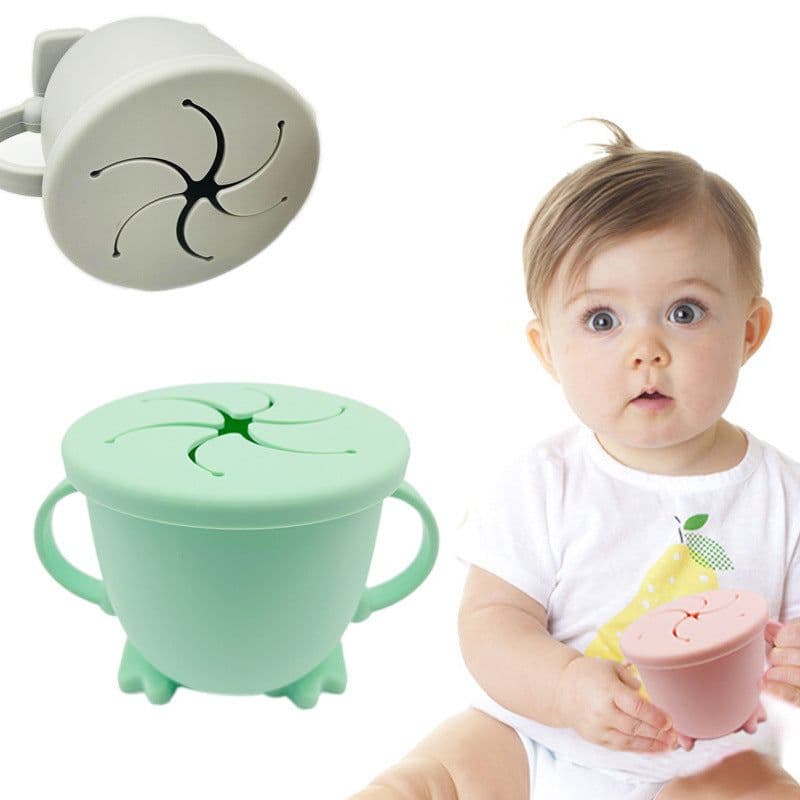 image-Silicone Straw Cup with Handle for Babies 2-10 Months Gray