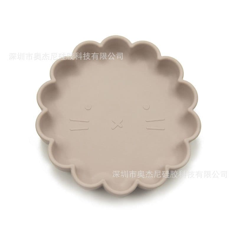 image-Baby Silicone Suction Plate with Anti-Slip Base - Lion Design