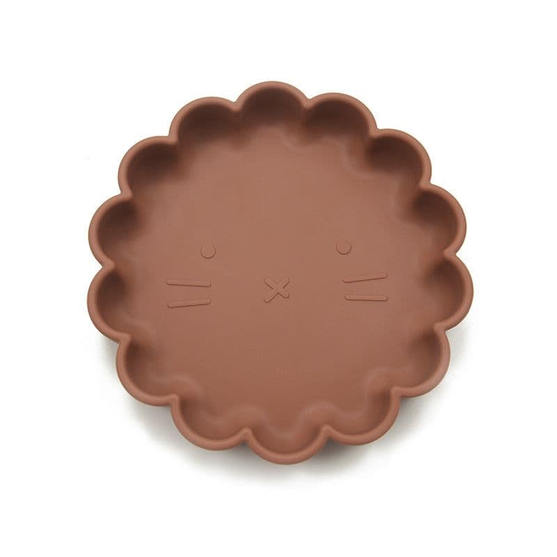 image-Baby Silicone Suction Plate with Anti-Slip Base - Lion Design