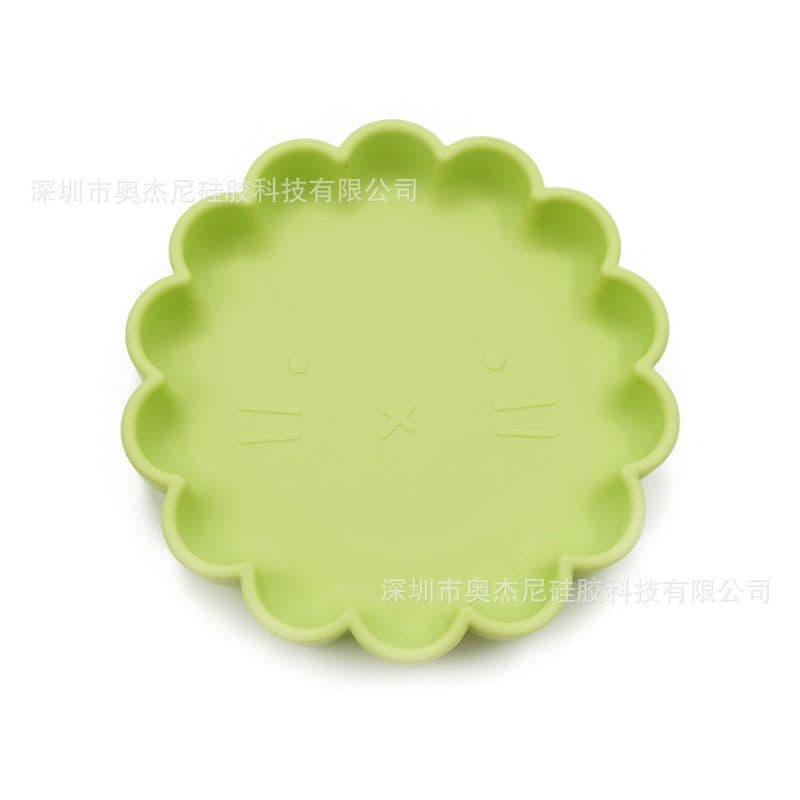 image-Baby Silicone Suction Plate with Anti-Slip Base - Lion Design
