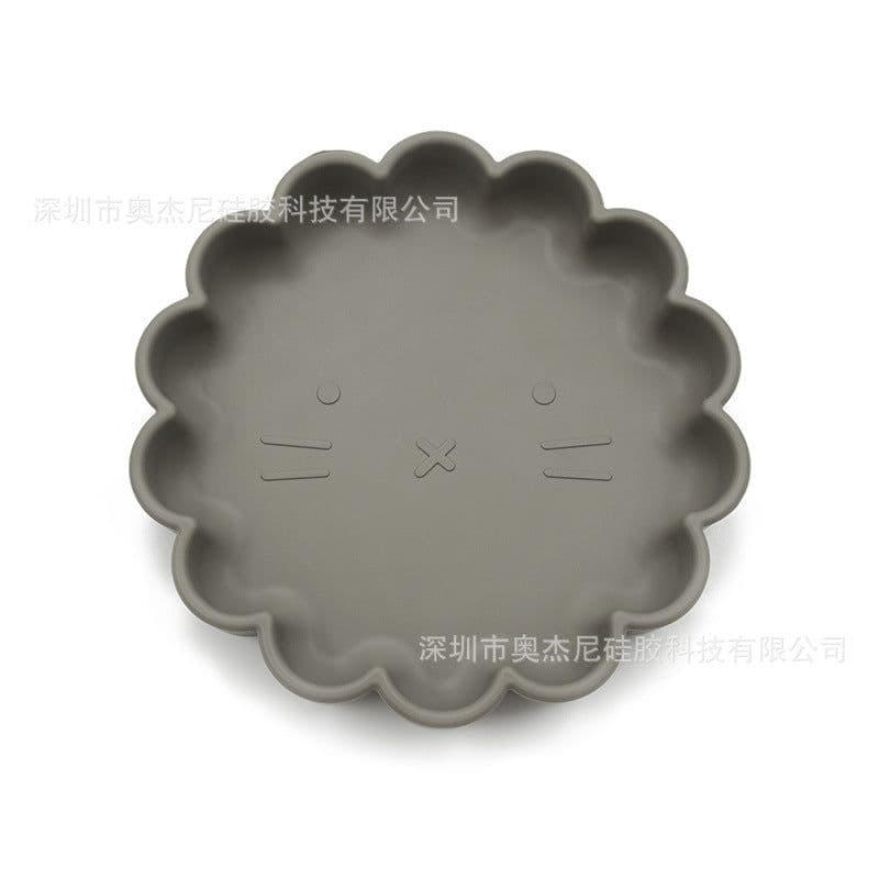 image-Baby Silicone Suction Plate with Anti-Slip Base - Lion Design
