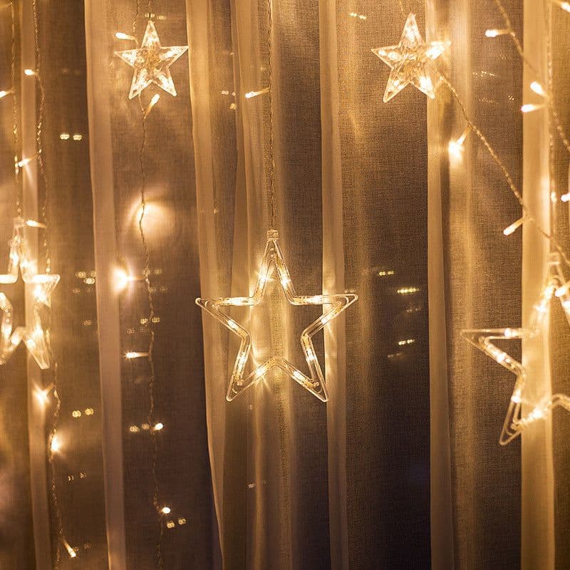image-Qian Yi LED Star Icicle String Lights 138 LEDs USB Battery 2.5-3.5m