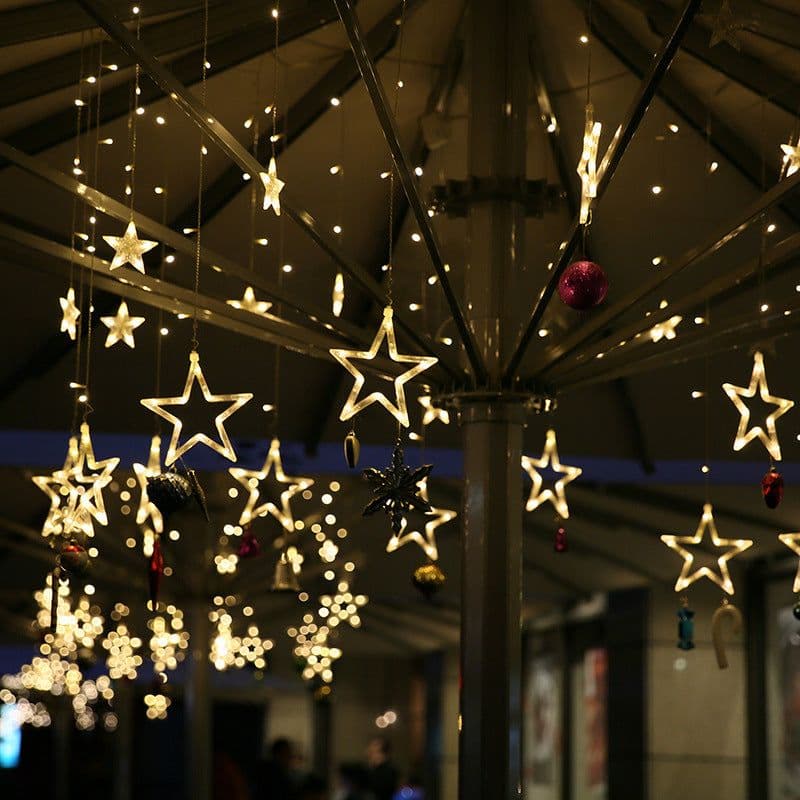 image-Qian Yi LED Star Icicle String Lights 138 LEDs USB Battery 2.5-3.5m