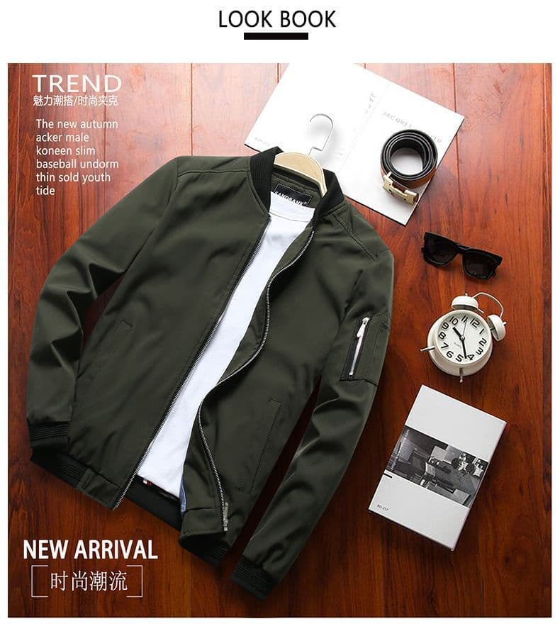 image-Men's Slim Fit Casual Jacket - Emperor Bird Polyester Lightweight Long Sleeve