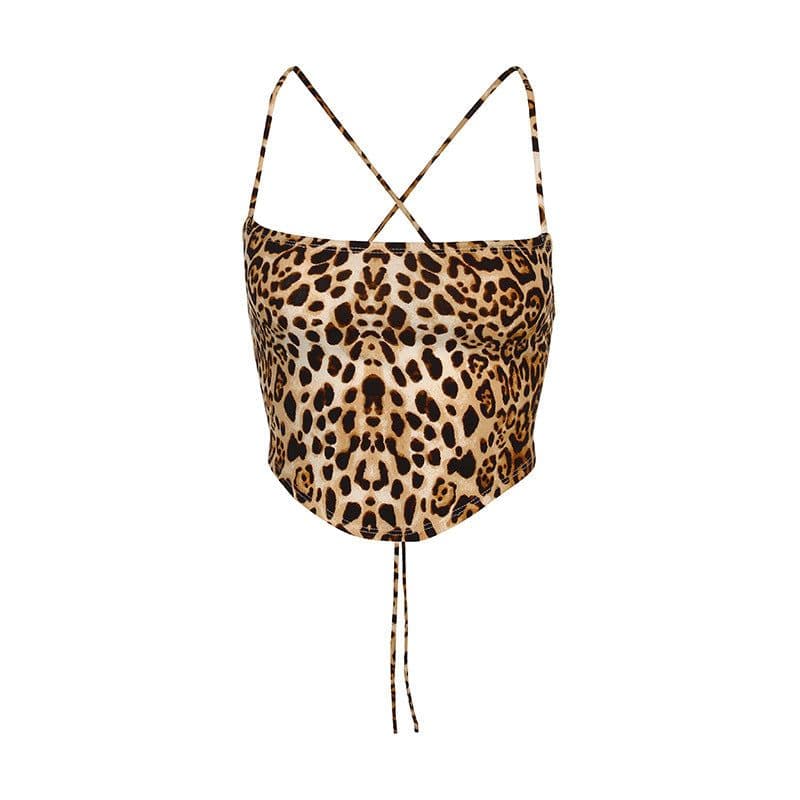 image-Women's Leopard Print Halter Bodycon Mini Dress