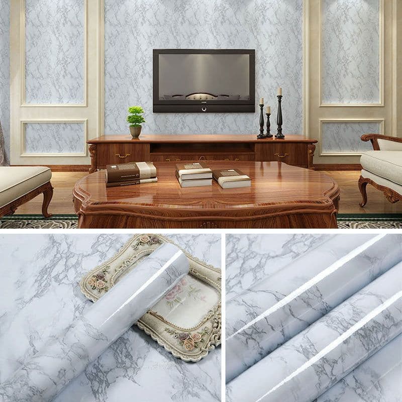 image-Marble Pattern Waterproof Self-Adhesive Kitchen Wallpaper Sticker