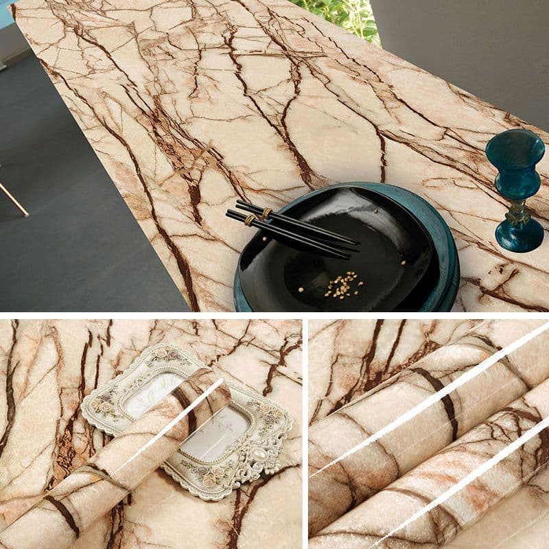 image-Marble Pattern Waterproof Self-Adhesive Kitchen Wallpaper Sticker
