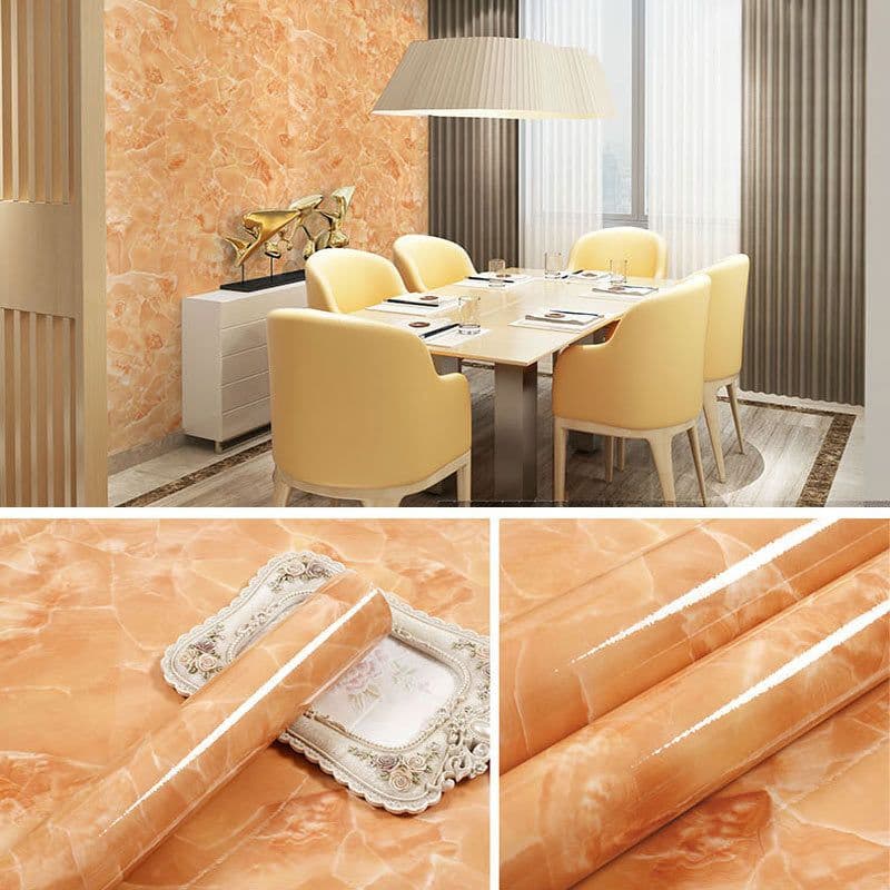image-Marble Pattern Waterproof Self-Adhesive Kitchen Wallpaper Sticker