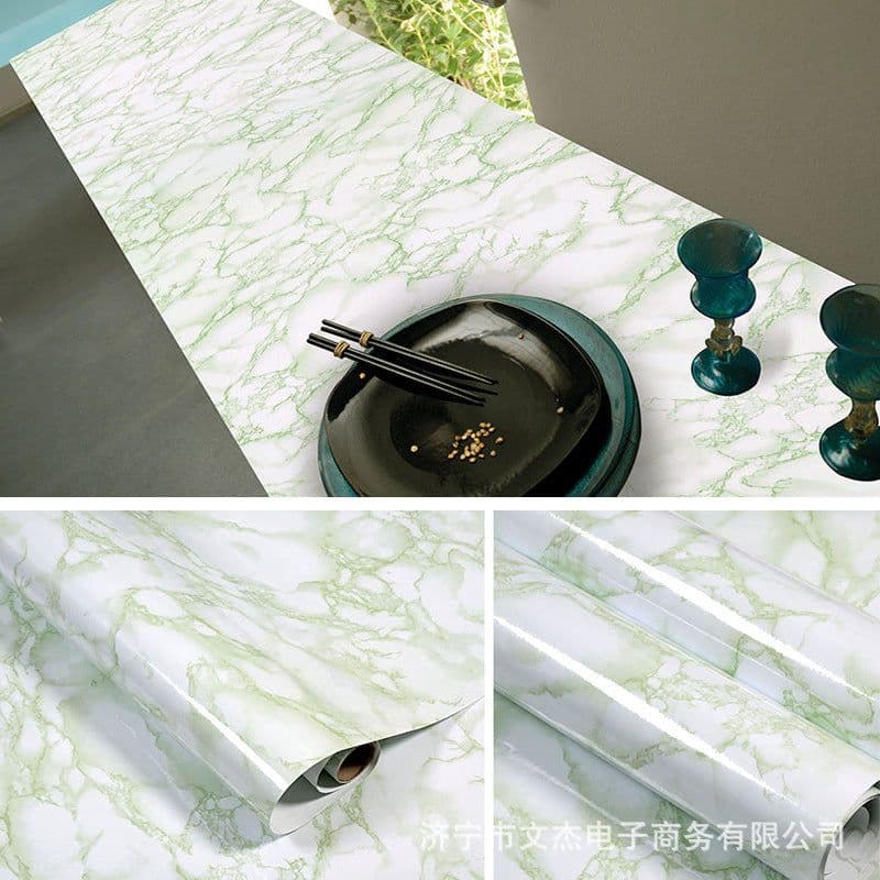 image-Marble Pattern Waterproof Self-Adhesive Kitchen Wallpaper Sticker