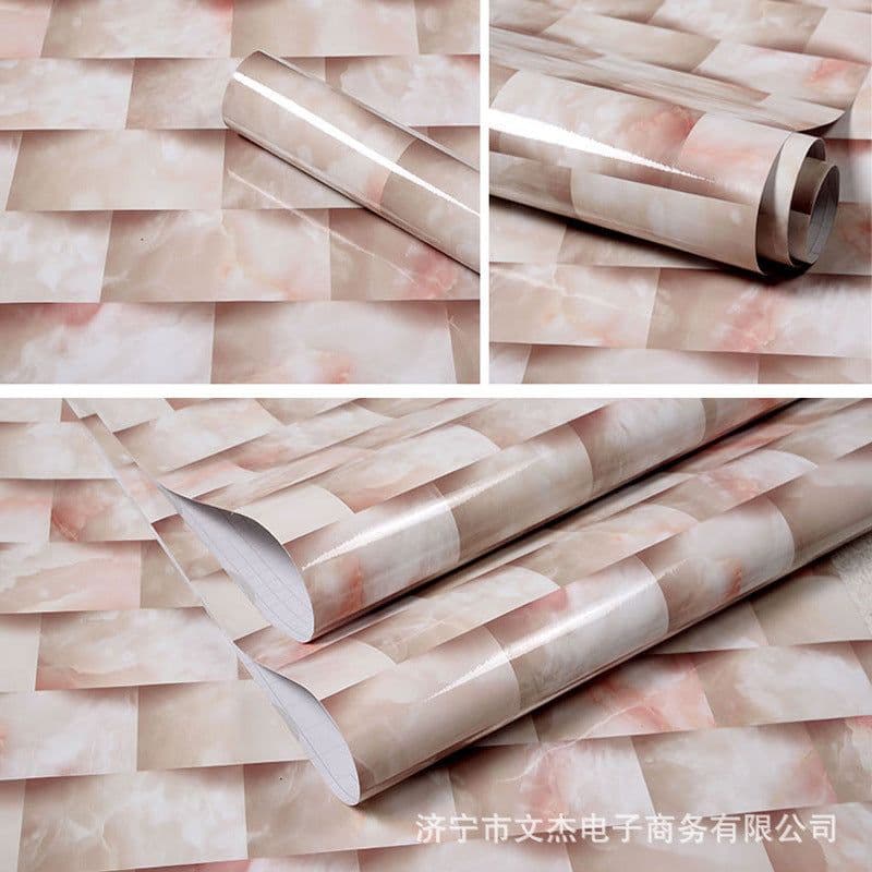 image-Marble Pattern Waterproof Self-Adhesive Kitchen Wallpaper Sticker