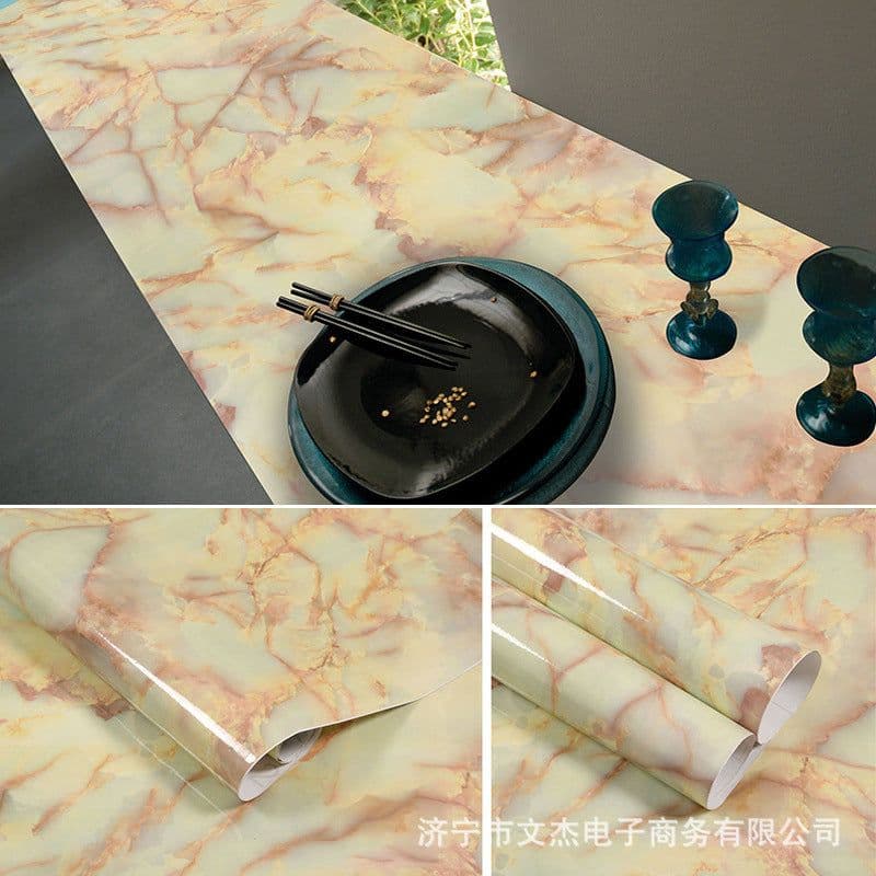 image-Marble Pattern Waterproof Self-Adhesive Kitchen Wallpaper Sticker