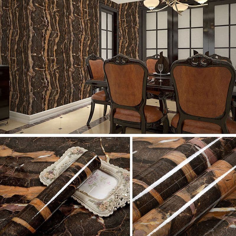 image-Marble Pattern Waterproof Self-Adhesive Kitchen Wallpaper Sticker