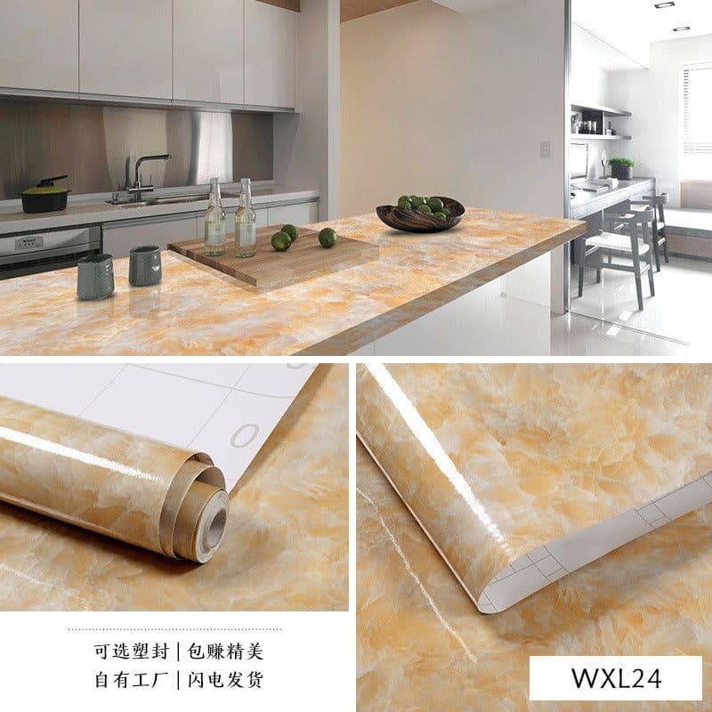 image-Marble Pattern Waterproof Self-Adhesive Kitchen Wallpaper Sticker