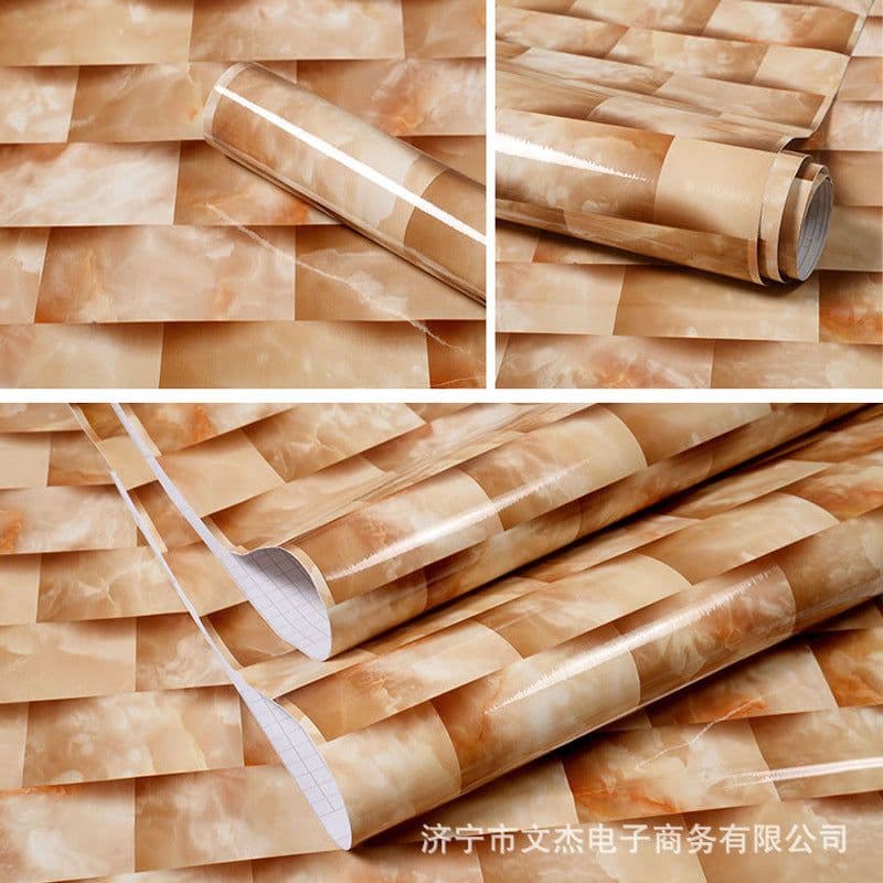 image-Marble Pattern Waterproof Self-Adhesive Kitchen Wallpaper Sticker